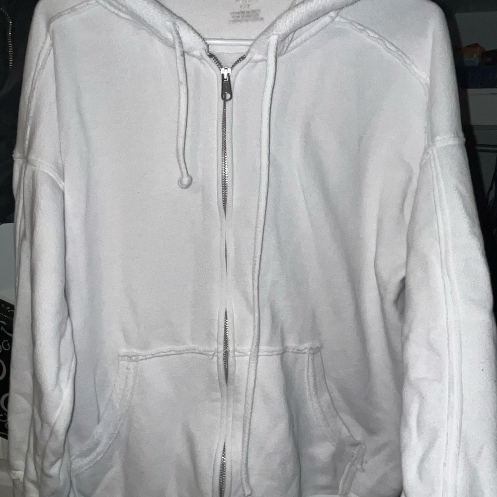White Zip-Up Hoodie
